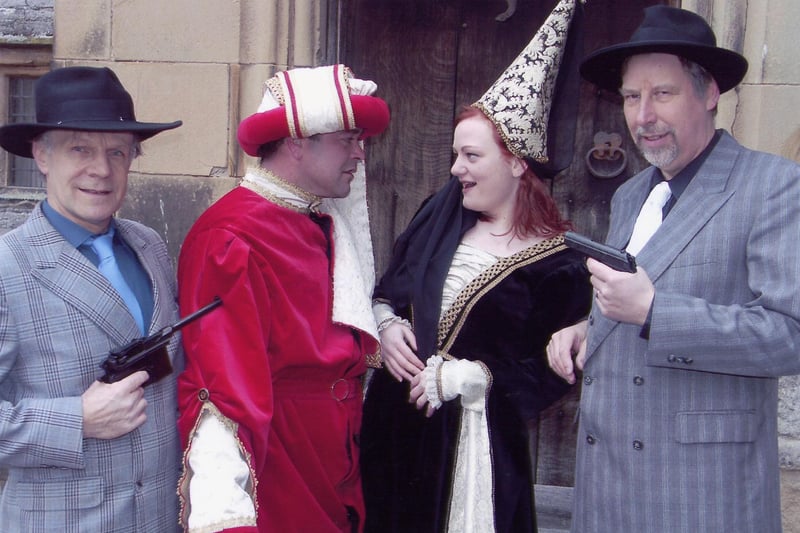 John Kersey, Mark Handley, Kelly Davies and Steve Clements in Matlock Operatic Society's production of Kiss Me Kate at Highfield School in 2006.