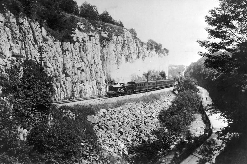 A steam train passes along the Buxton branch of the Midland Railway in Derbyshire, circa 1910. (Photo by Hulton Archive/Getty Images)