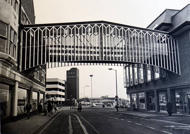 Elder Way in Chesterfield showing The Co op on either side in October 1981.