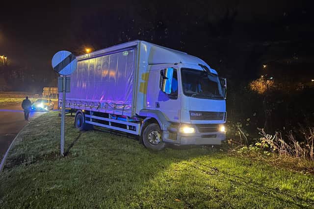 Two men continued to drive but after a short distance jumped out of their vehicle and let the lorry roll off down the hill, before it stopped at the grass verge.