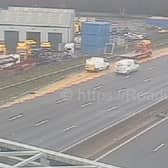 Two lanes are currently closed on M1 Northbound in Derbyshire and traffic is building up.