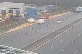 Two lanes are currently closed on M1 Northbound in Derbyshire and traffic is building up.