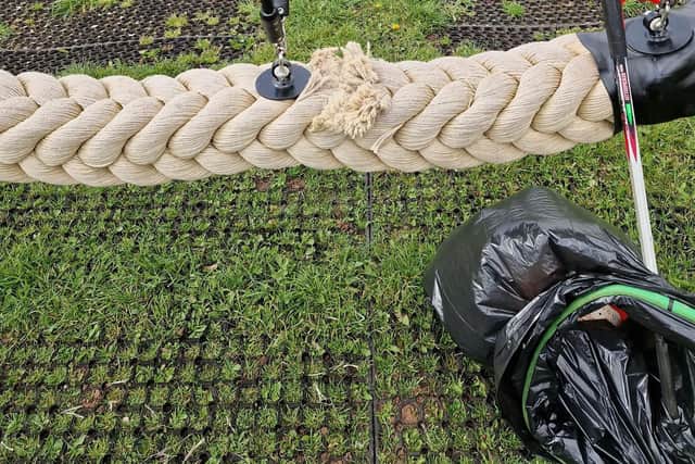 Officers have received a report of the damaged Cobra Rope Swing in the park at Welbeck Street Recreation Ground in Whitwell earlier today.