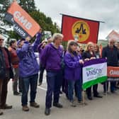 Campaigners protest outside County Hall, Matlock