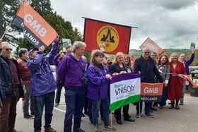 Campaigners protest outside County Hall, Matlock