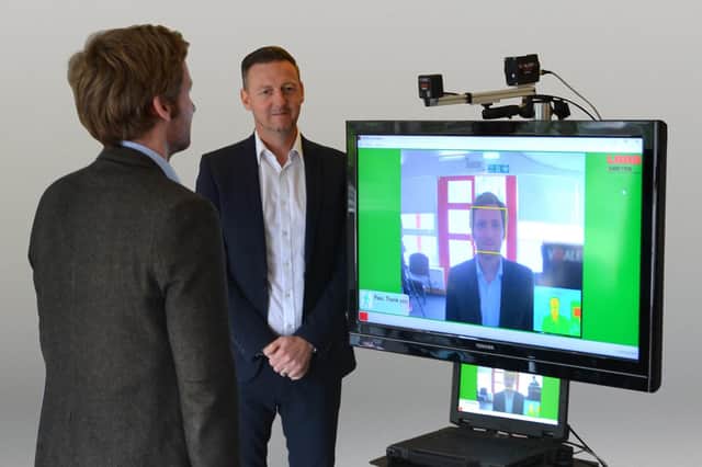 MP Lee Rowley sees the infra-red temperature screening technology in action.
