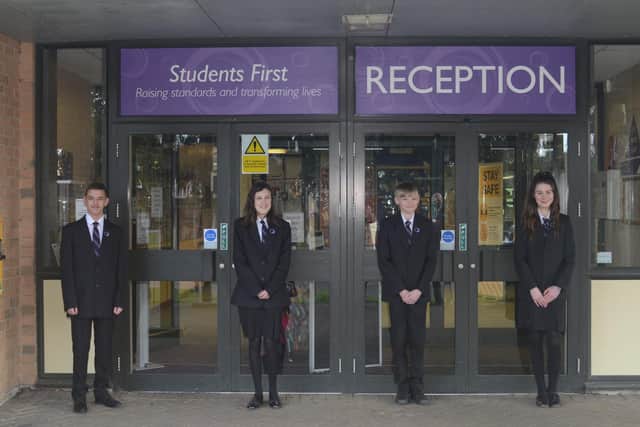 Students at Outwood Academy Hasland Hall, one of the schools where a uniform recycle bin is being installed to enable students and their families to donate items of school uniform that they no longer wear or need