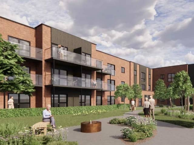 This photo shows what the care home will look like when complete. Credit: Powell Dobson Architects