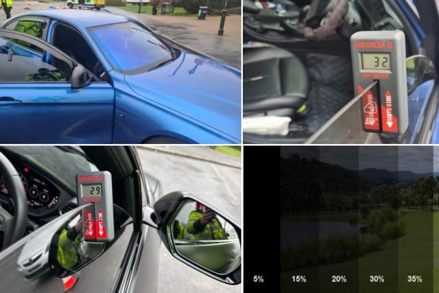 These two drivers had visibility of just 29 per cent and 32 per cent.Police wrote: "Two more examples of tinted windows which were removed and drivers reported."The legal limit for both windscreen and front side windows should be 70 per cent."