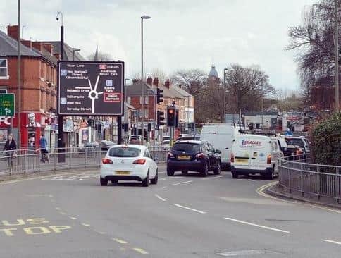 The digital road sign at Chesterfield's West Bars roundabout.