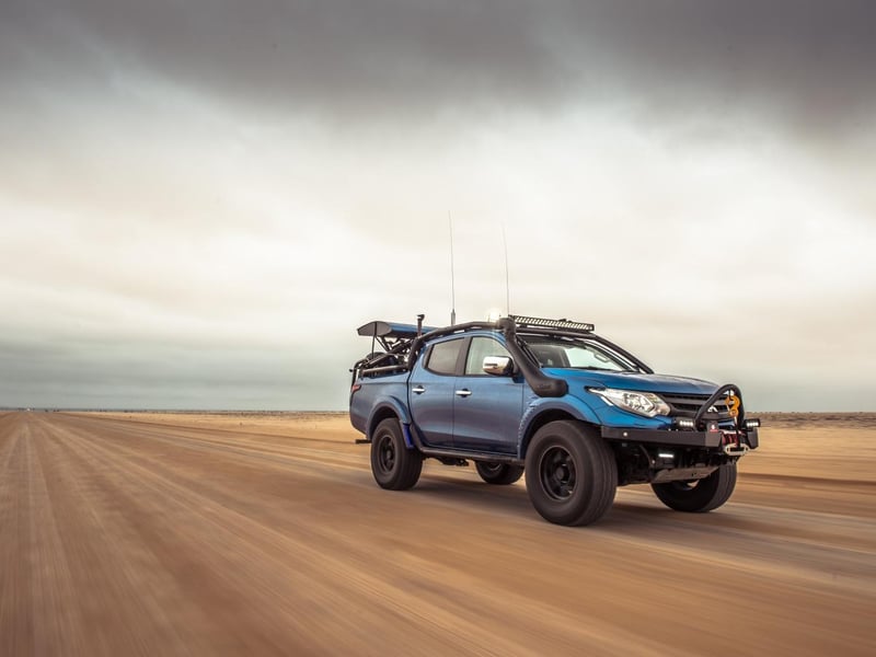 This outrageous looking one-off pick-up was built in 2017 by Mitsubishi and engineer Ralph Hosier for Top Gear magazine. Featuring chassis and body modifications to help it tackle the tough terrain of the Namibian desert, it was also equipped with a rear wing housing a drone, its own motorised mountain bike, a winch and bucket seats.