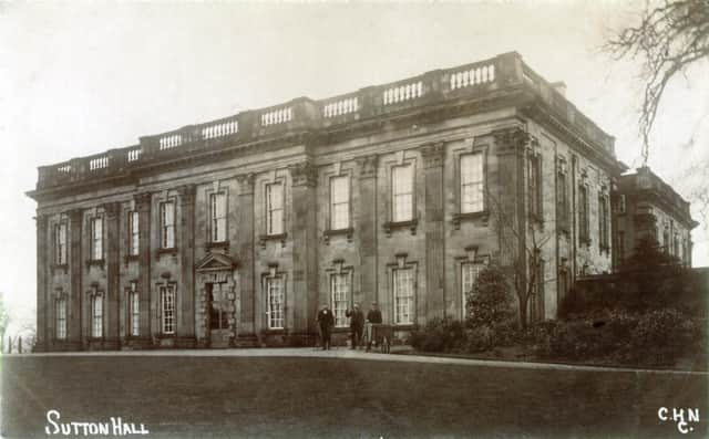Sutton Scarsdale Hall, near Chesterfield, pre-1920. Sutton Scarsdale Hall was originally built in the 17th century, but was remodelled into one of the finest Baroque mansions in the county by Francis Smith of Warwick in 1724. At this time the house was owned by Nicholas, fourth Earl of Scarsdale. The Earl died whilst heavily in debt due to the lavish rebuilding of the hall he had commissioned. The hall, and all its estates, were purchased by Godfrey Clarke of Somersall whose son Godfrey was lord of the manor until 1786. Between 1820 and 1919, the hall was in the possession of the Arkwright Family, but was sold by William Arkwright to Haslam Construction Ltd. This company stripped the house of all of its furnishings, and took the roof and some masonry for other construction projects. By 1946, the building had deteriorated to such an extent that arrangements were made to demolish it. However, three days before the demolition machinery were due to move in on the hall the shell was saved by Sir Osbert Sitwell, who was persuaded to buy it by a local resident Harold Taylor. The hall was later given over to the Department of the Environment in the late 1960s. In 1971 emergency repairs were started to secure the building from further decay, and it is now possible to walk around the preserved ruins. This photograph shows the front facade of the hall, which has huge fluted pilasters and a Gibbs Surround doorway. The house has now fallen into ruins, though some of it is preserved in Philadelphia Museum.  (Photo by NEMPR Picture the Past/Heritage Images/Getty Images)