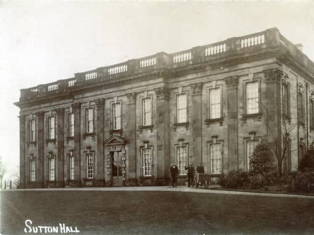Sutton Scarsdale Hall, near Chesterfield, pre-1920. Sutton Scarsdale Hall was originally built in the 17th century, but was remodelled into one of the finest Baroque mansions in the county by Francis Smith of Warwick in 1724. At this time the house was owned by Nicholas, fourth Earl of Scarsdale. The Earl died whilst heavily in debt due to the lavish rebuilding of the hall he had commissioned. The hall, and all its estates, were purchased by Godfrey Clarke of Somersall whose son Godfrey was lord of the manor until 1786. Between 1820 and 1919, the hall was in the possession of the Arkwright Family, but was sold by William Arkwright to Haslam Construction Ltd. This company stripped the house of all of its furnishings, and took the roof and some masonry for other construction projects. By 1946, the building had deteriorated to such an extent that arrangements were made to demolish it. However, three days before the demolition machinery were due to move in on the hall the shell was saved by Sir Osbert Sitwell, who was persuaded to buy it by a local resident Harold Taylor. The hall was later given over to the Department of the Environment in the late 1960s. In 1971 emergency repairs were started to secure the building from further decay, and it is now possible to walk around the preserved ruins. This photograph shows the front facade of the hall, which has huge fluted pilasters and a Gibbs Surround doorway. The house has now fallen into ruins, though some of it is preserved in Philadelphia Museum.  (Photo by NEMPR Picture the Past/Heritage Images/Getty Images)