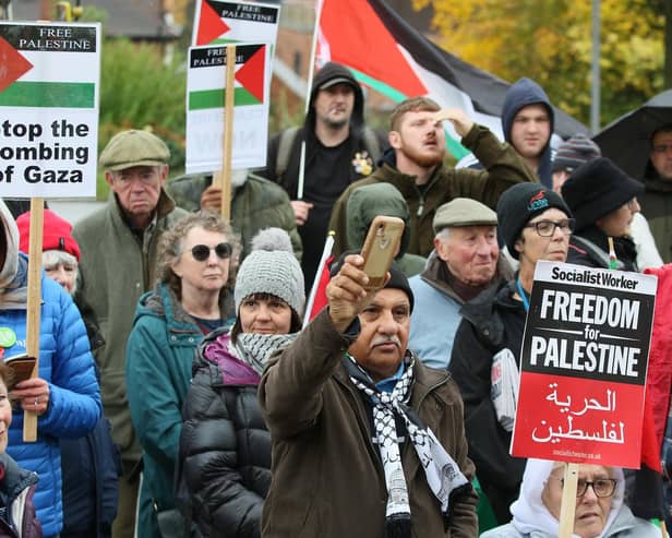The TUC march through Chesterfield demanding justice for Palestine