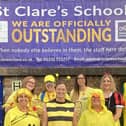 Staff at St Clare’s School dressed brightly for Hello Yellow Day