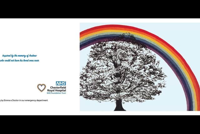 The condolences card which has been produced by Chesterfield Royal Hospital in memory of Andrew.