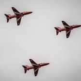 Three of the nine Red Arrows above Belper. 
Credit: Jim Bell