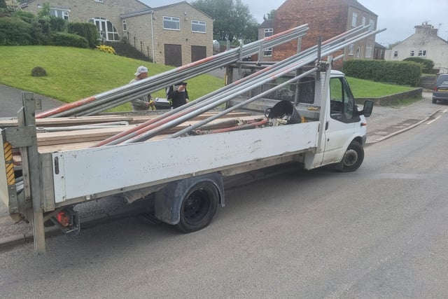 On Thursday, May 26, the DRPU tweeted: “Clay Cross. Transit, overweight with an insecure load and a tyre with cord exposed. Driver not listed on the company insurance policy.”