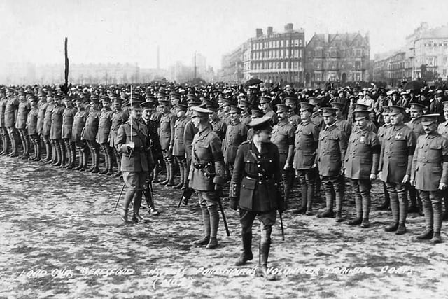 Lord Beresford inspecting Portsmouth Volunteer Corp on Southsea Common. Undated