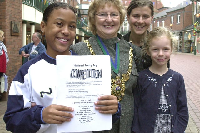 The festival was launched at Waterstones Orchard Square with competition winners Tafara Ferguson and Natalie Packer, right wit the Lord Mayor Pat Miodgeley and  Maureen Ward festival organiser