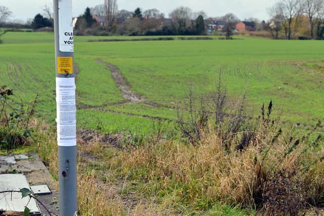 Councillors have raised safety concerns about access roads to a major development on these green fields at Oaks Farm Lane, Calow.