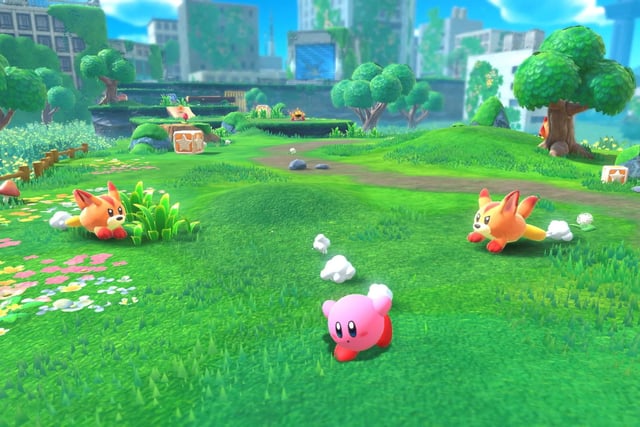 Kirby and the Forgotten Land takes the much-loved Nintendo character to new heights as it bounds around a mysterious, deserted world in 3D. 
The new Kirby game lets players leap through a wide range of colourful, abandoned landscapes and city structures in a fun platformer format. 
Kirby and the Forgotten Land will be released on Nintendo Switch on Friday March 25 2022.