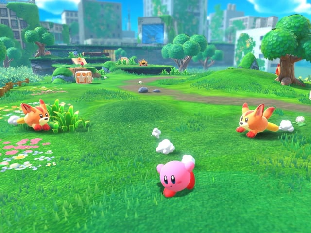 Kirby and the Forgotten Land takes the much-loved Nintendo character to new heights as it bounds around a mysterious, deserted world in 3D. 
The new Kirby game lets players leap through a wide range of colourful, abandoned landscapes and city structures in a fun platformer format. 
Kirby and the Forgotten Land will be released on Nintendo Switch on Friday March 25 2022.