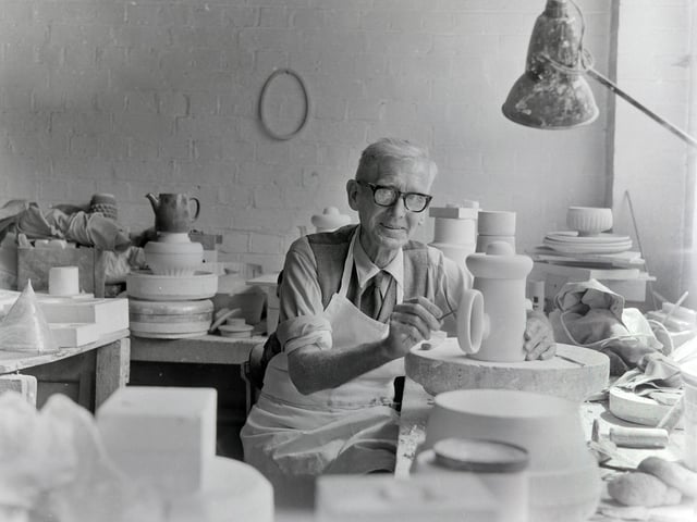 Hedley Parker retires from Denby Pottery, July 1971.