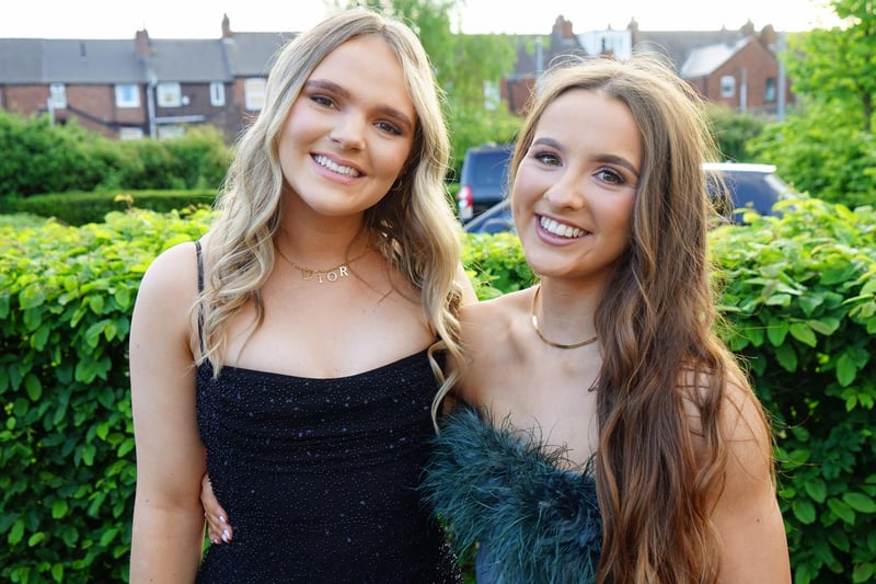 Imogen Law and Thea Mills at the prom celebration.