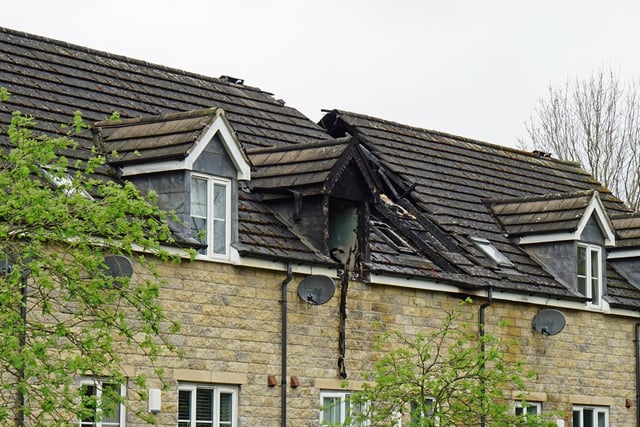The damage caused to the property by the fire can be seen here.