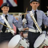 The Corps of Drums of 2517 (Buxton) Squadron RAF Air Cadets at Buxton Military Tattoo.