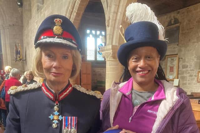 The Lord-Lieutentant Elizabeth Fothergill, left, and High Sheriff of Derbyshire Theresa Peltier, joined the walk for part of the way. (Photo: Saffron Baker)