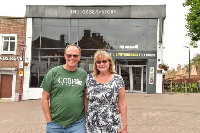 David and Una Bingham from Derbyshire at The Observatory Wetherspoons in Ilkeston, Derbyshire.