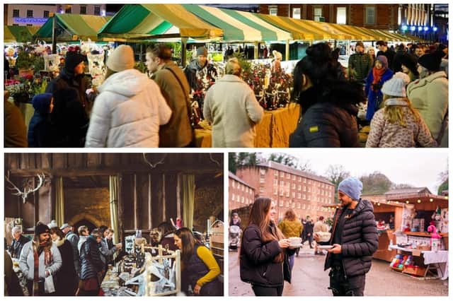 Stock up for the festive season at Christmas markets in Chesterfield town centre, Cromford Mills and Haddon Hall, clockwise from the top.