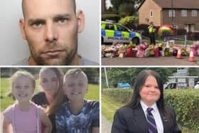 The devastated dad of Connie Gent, one of Killamarsh mass-killer Damien Bendall has told how he had no idea his daughter’s murdered was on probation. PIctured clockwise from top left, Damien Bendall; flowers at the scene on Chandos Crescent, Killamarsh; Connie Gent; and Lacey Bennett, Terri Harris, and John Paul Bennett