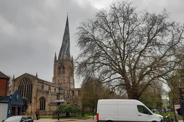 Chesterfield'S Famous Landmark Crooked Spire Church In The Town Centre