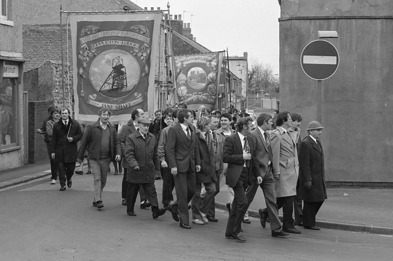 Roland Boyes, MP for Houghton and Washington, leads the Eppleton miners contingent in a parade in April 1985.