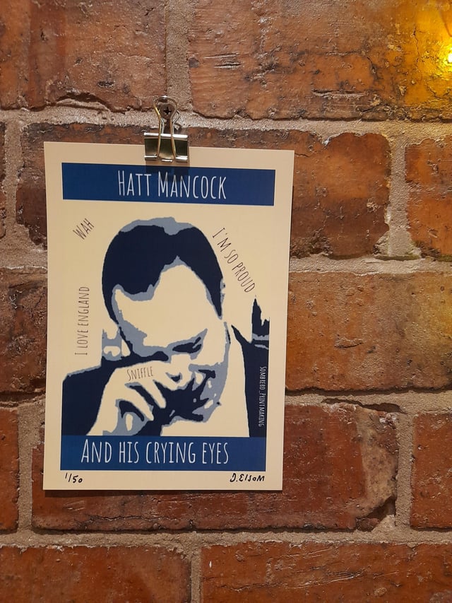 Dave is selling this image of Matt Hancock in his online Etsy shop to raise money for the exhibition.