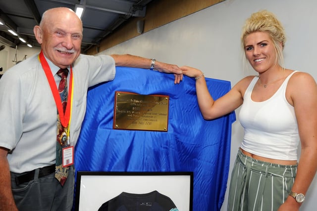 England Ladies and Chelsea Ladies player, Millie Bright, opens the new Functional Training Suite with Coun. Barry Jones, Chairman of the Parish Council.