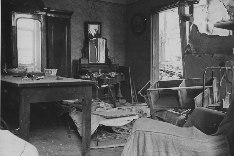 A photo of the Premier Commercial and Temperance Hotel showing what was left of one of the bedrooms after an air raid in August 1940. Photo: Hartlepool Museum Service.