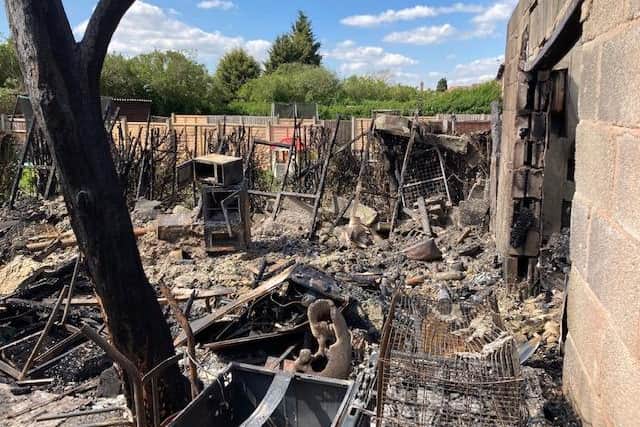 Dramatic photos shows the devastating impact of the accidental fire that spread from a garden brazier in Normanton