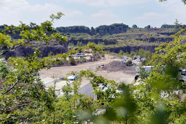 Roads closed while setting up a film set at Middle Peak Quarry in Wirksworth