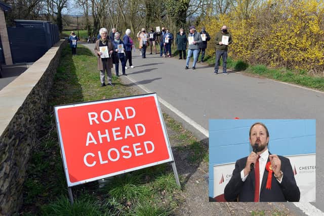 Residents object to the Crow Lane section of the new Chesterfield cycle path. Inset, Chesterfield MP Toby Perkins secured a debate in Parliament about the cycle route..