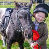 Pony Gymkhana, Ernie Mycock 3, with pony called Polly, 1st in best turned out pony and rider at Longnor Races 2023. Photo Brian Eyre