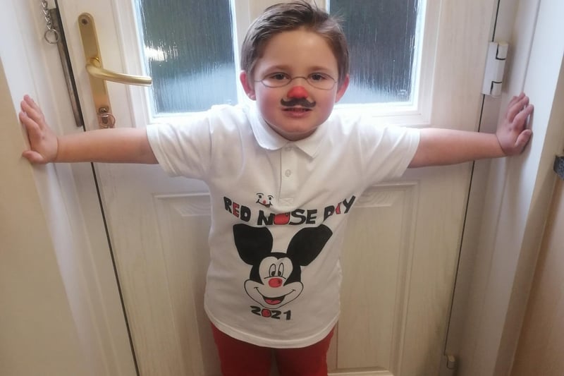 This four-year-old Sir Edmund Hillary pupil designed his very own t-shirt for Red Nose Day!