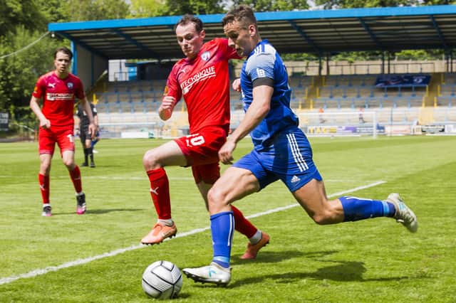 Liam Mandeville scored Chesterfield's first and assisted the second against Halifax on Saturday.