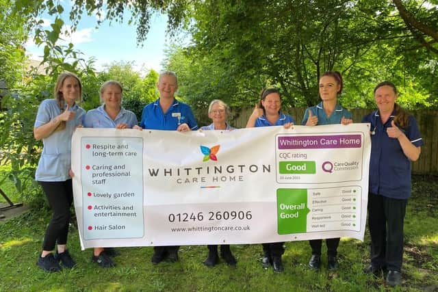 Some of the team from Whittington care home after receiving its recent Good rating from the CQC