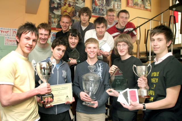 Budding entrepreneurs from Brookfield School  clebrate victory in the Young Enterprise event in 2006