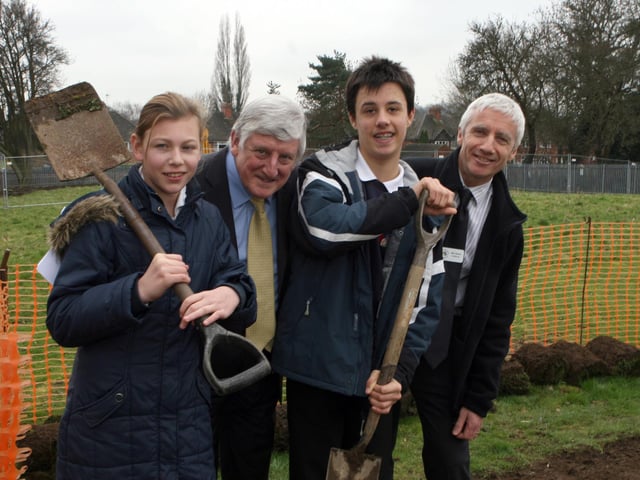 Ashgate croft school sod cutting in 2011, l to r Maike Seidler, Cllr.Mike Longden, Ashley Hawkins, head teacher Mike Meaton