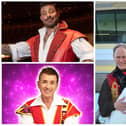 Todd Boyce stars in Mother Goose at Derby, Duncan James in Beauty And The Beast at Sheffield and Shane Richie in Dick Whittington at Nottingham, pictured anti-clockwise from right.
